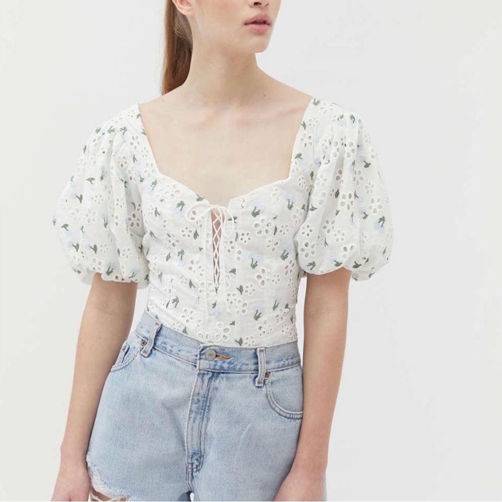 For love and lemons wild cherry bodysuit blue size XL NWT - Picture 13 of 13